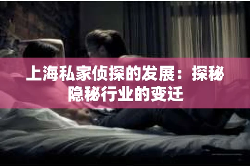 上海私家侦探的发展：探秘隐秘行业的变迁