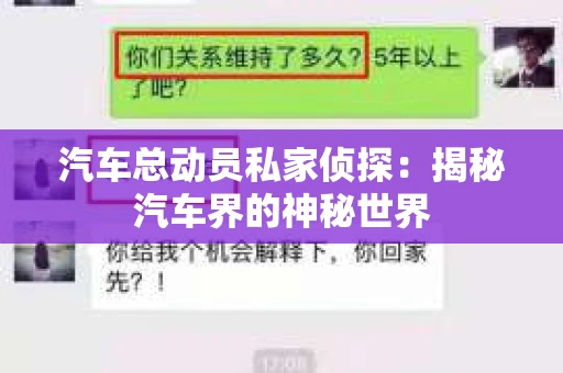 汽车总动员私家侦探：揭秘汽车界的神秘世界